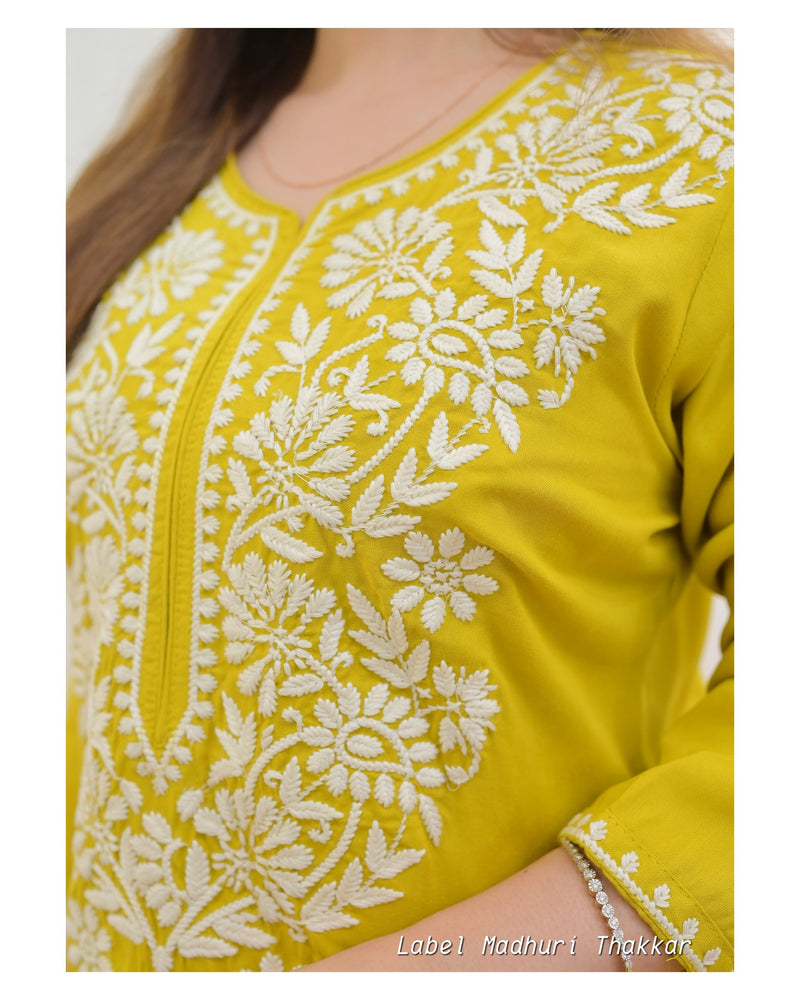 Yellow Chikankari Kurta