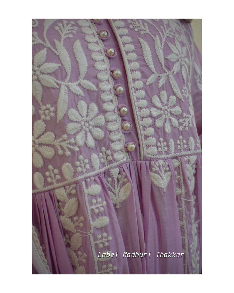 Lilac Chikankari A Line Suit