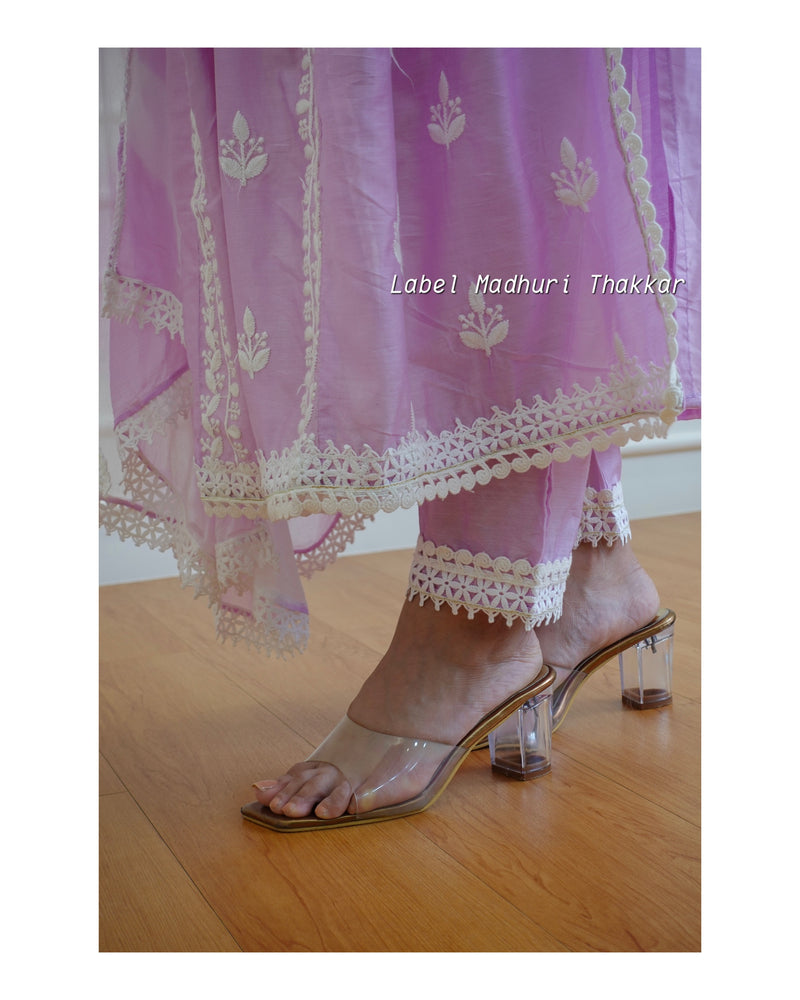 Lilac Chikankari A Line Suit