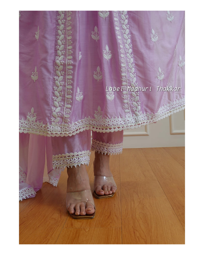 Lilac Chikankari A Line Suit