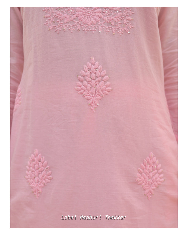 Baby Pink Cotton Chikankari Kurta Set