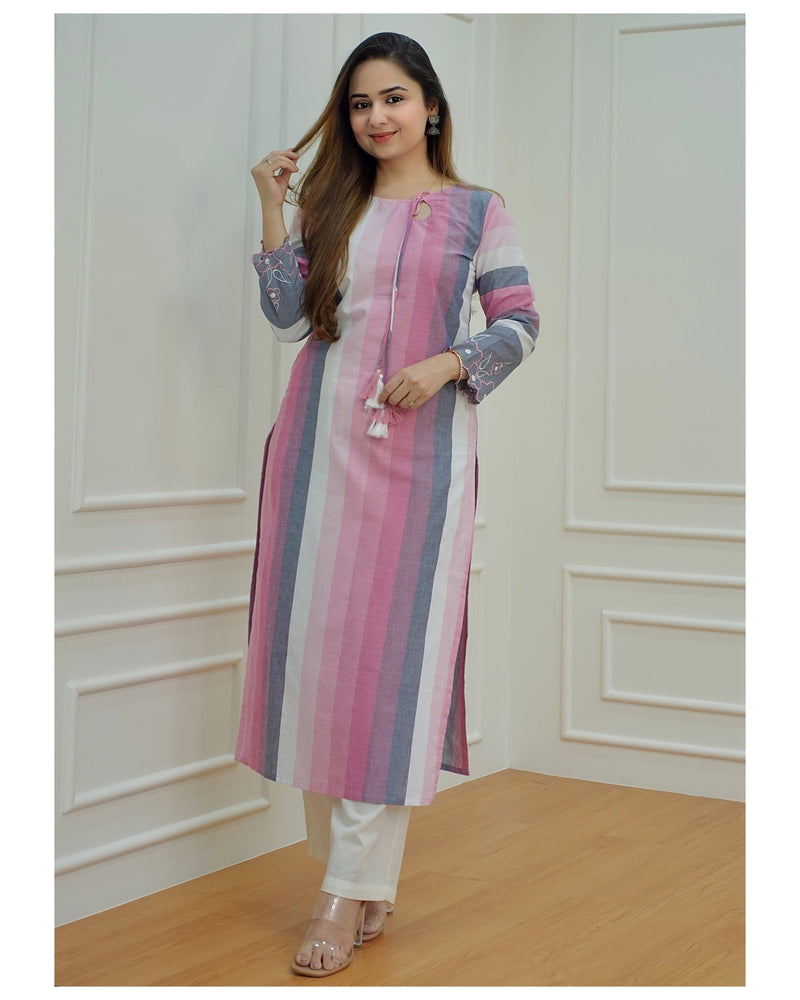 Pink Striped Kurti