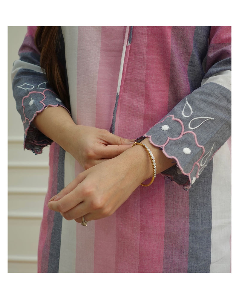 Pink Striped Kurti