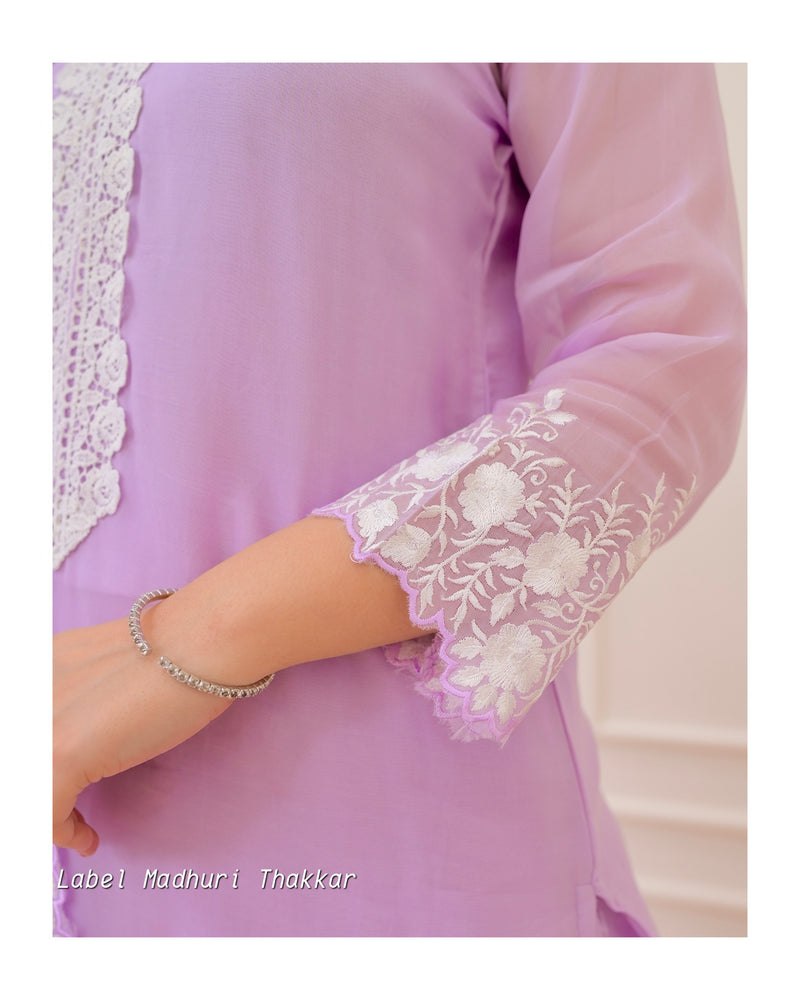 Lilac Organza Schiffli Suit