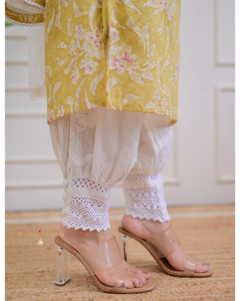 Yellow Floral Lucknowi Gulnar Suit