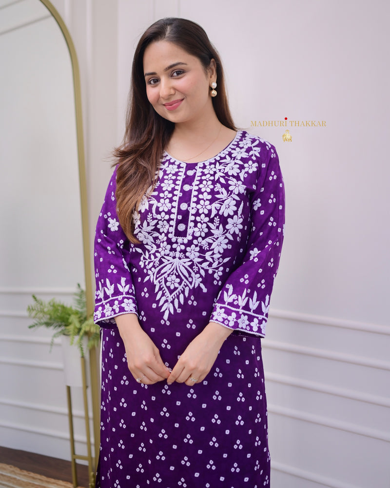 Purple Chikankari Cotton Kurta