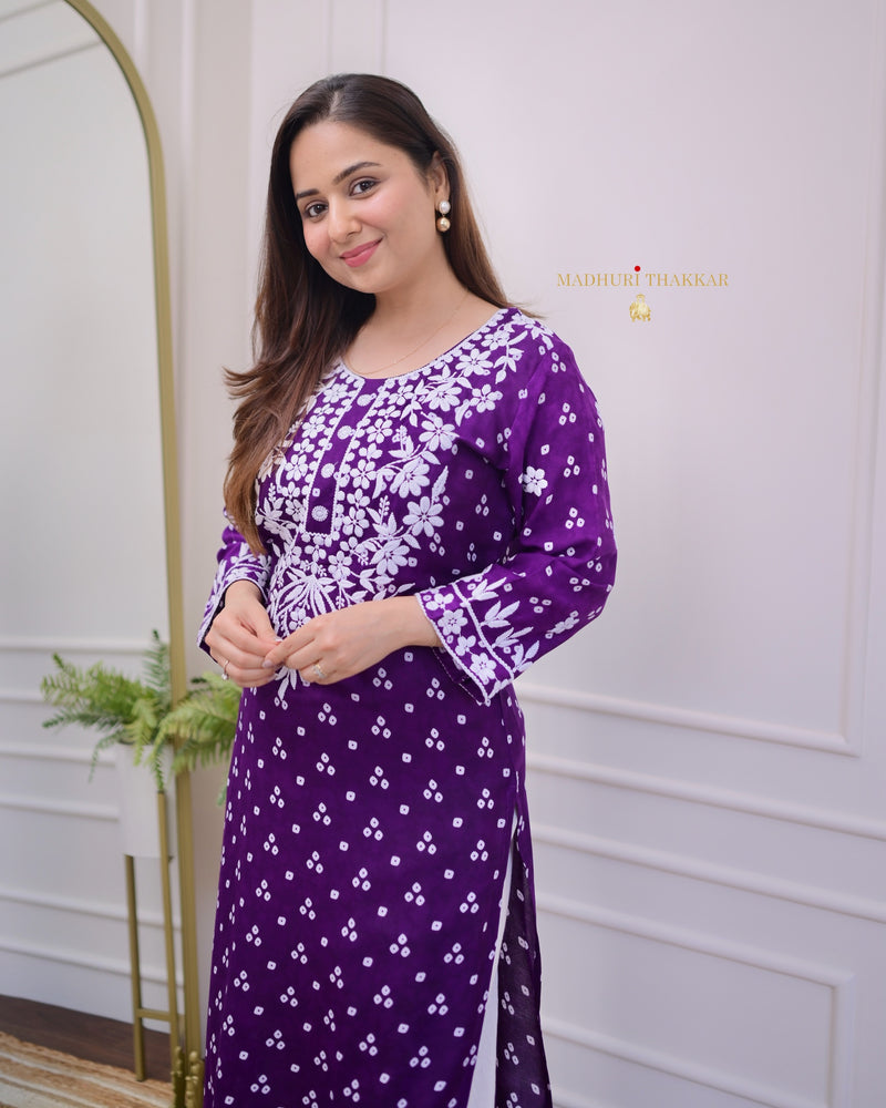 Purple Chikankari Cotton Kurta