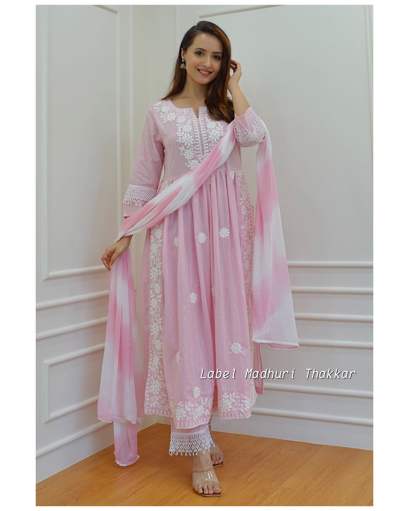 Pink Chikankari Nayra Suit