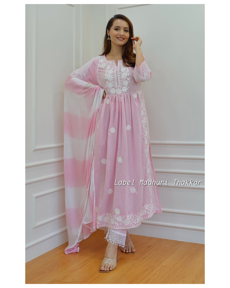 Pink Chikankari Nayra Suit