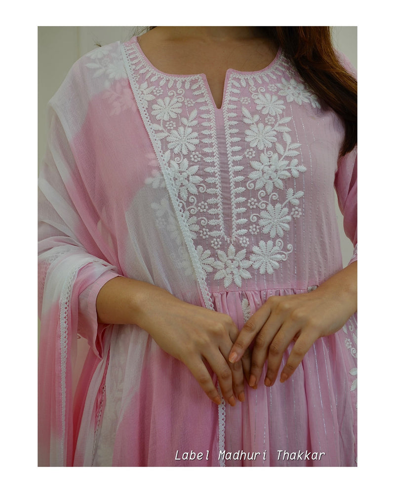 Pink Chikankari Nayra Suit