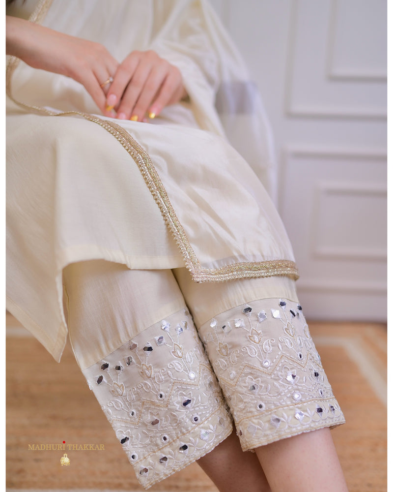 Ivory Festive Handwork Muslin Suit