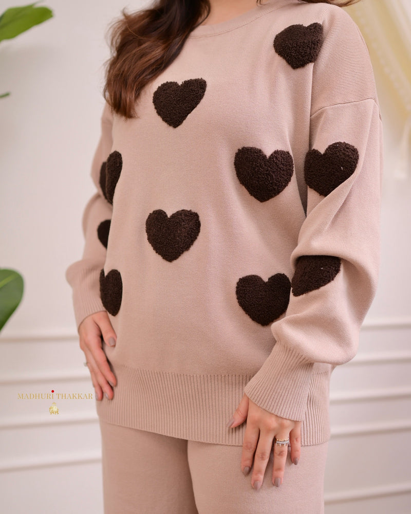 Caramel Heart Winter Airport Co-ord Set