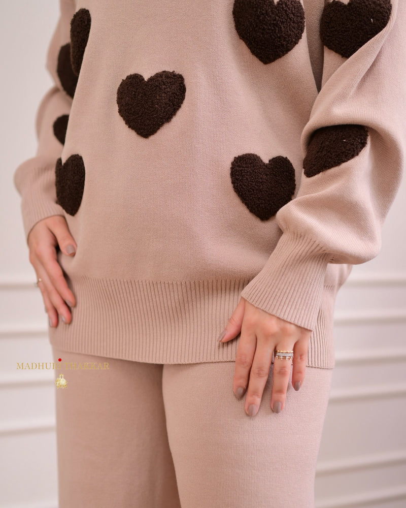 Caramel Heart Winter Airport Co-ord Set