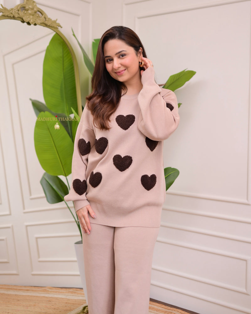 Caramel Heart Winter Airport Co-ord Set