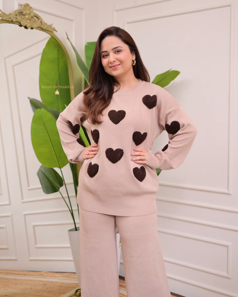 Caramel Heart Winter Airport Co-ord Set