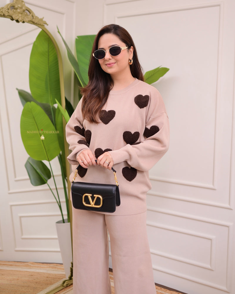 Caramel Heart Winter Airport Co-ord Set