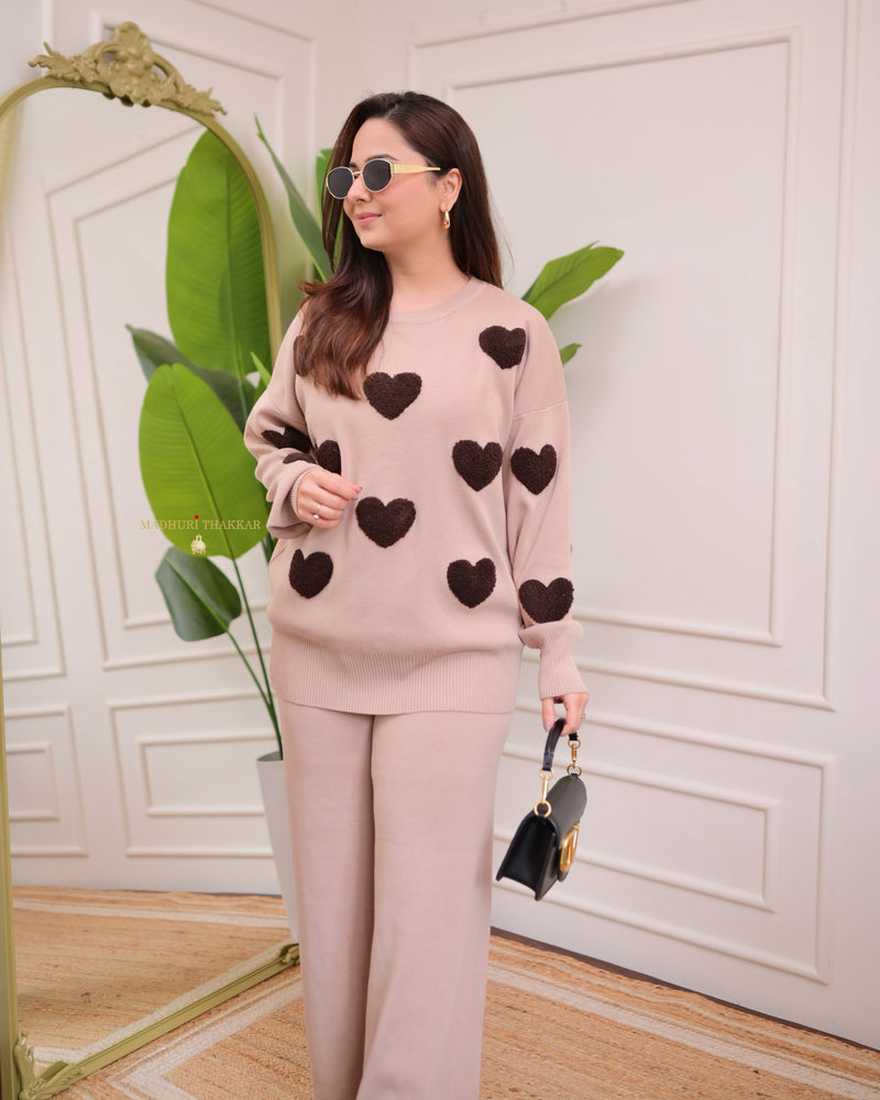 Caramel Heart Winter Airport Co-ord Set