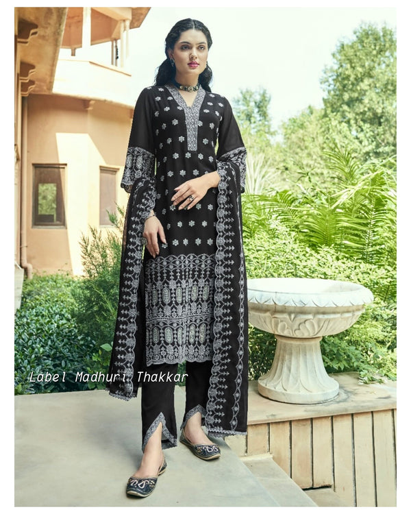 Black Georgette Schiffli Suit