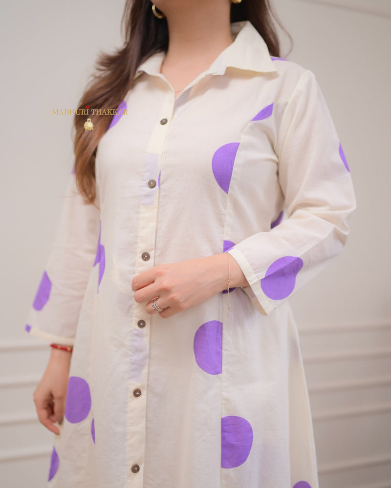 Purple Polka Dots Cotton Co-ord