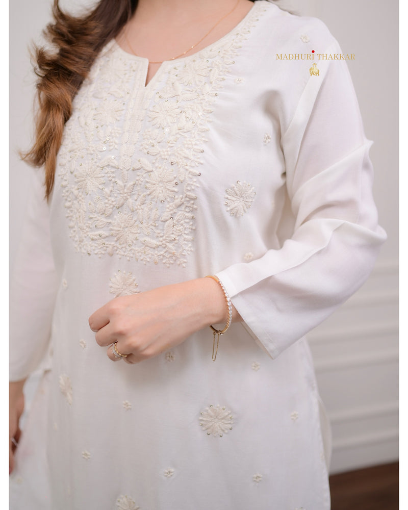 White Chikankari Tunic