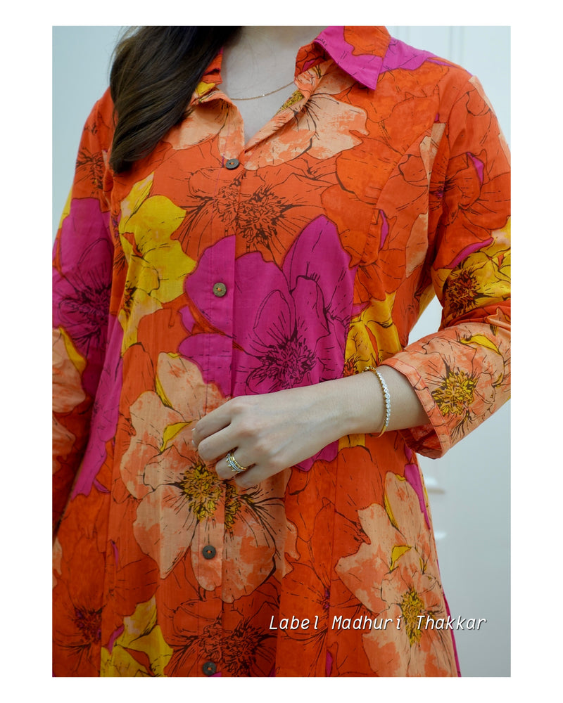 Orange Abstract Floral Co-ord