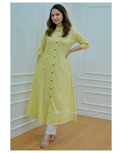 Yellow A Line Cotton Kurta