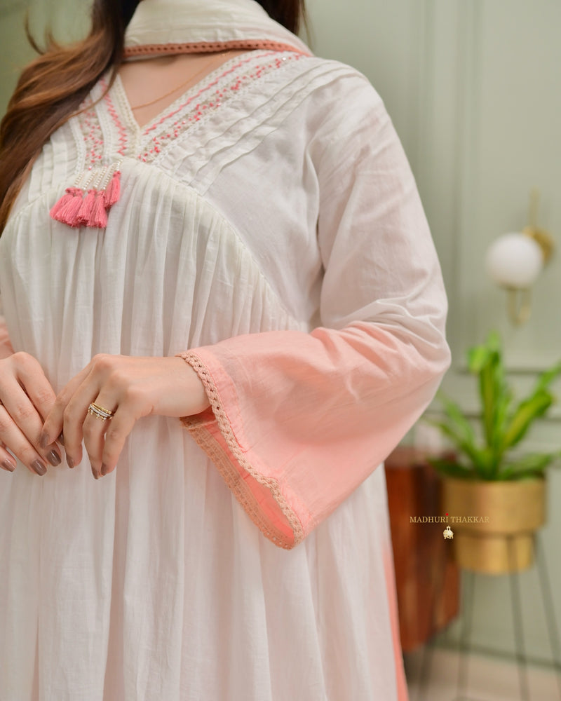 Peach Ombre Mul Cotton A Line Suit