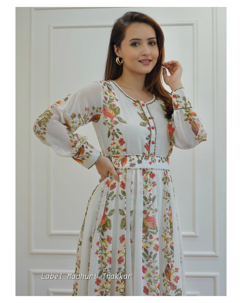Cream Floral Chiffon Wrap Front Short Sleeve Maxi Dress– PinkBlush