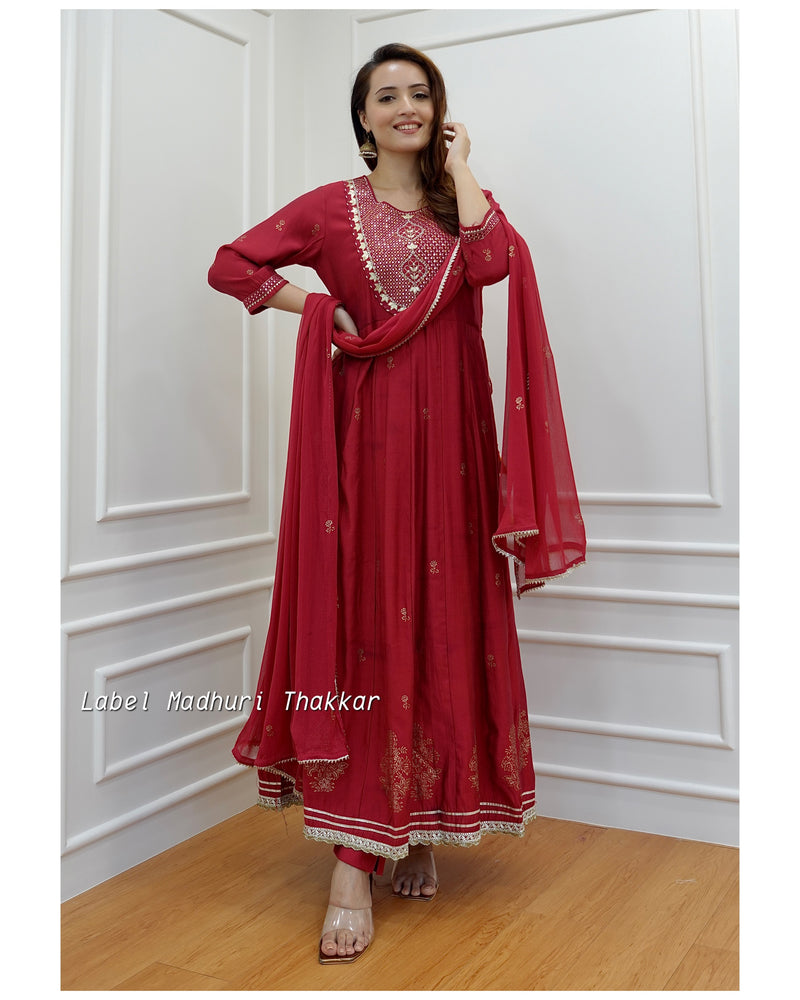 Maroon Muslin Gotapatti Anarkali