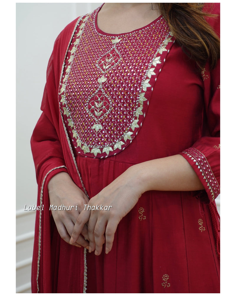 Maroon Muslin Gotapatti Anarkali