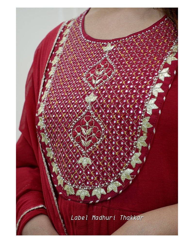 Maroon Muslin Gotapatti Anarkali