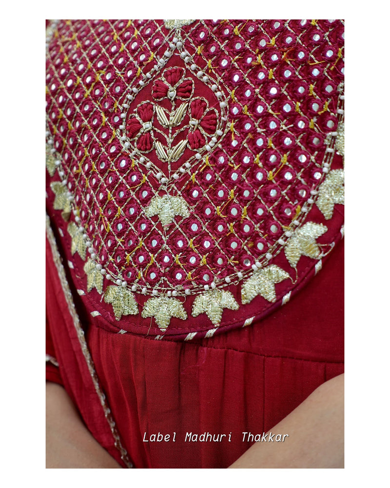 Maroon Muslin Gotapatti Anarkali