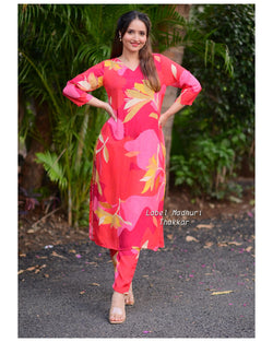 Pink Abstract Sequin Muslin Kurta Set