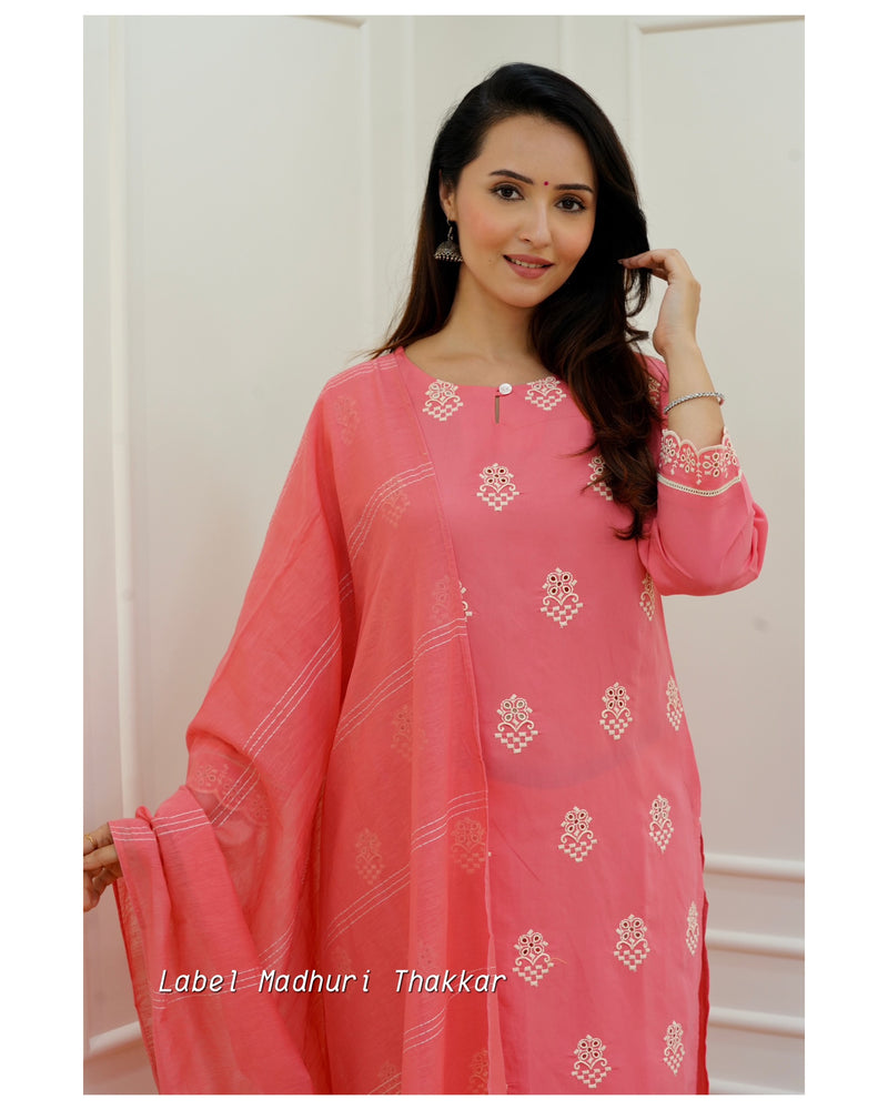 Pink Schiffli Cutwork Suit