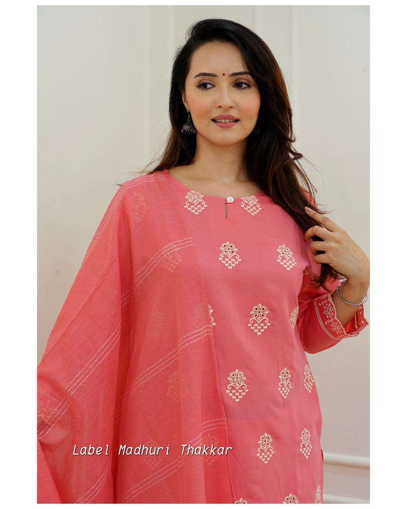 Pink Schiffli Cutwork Suit