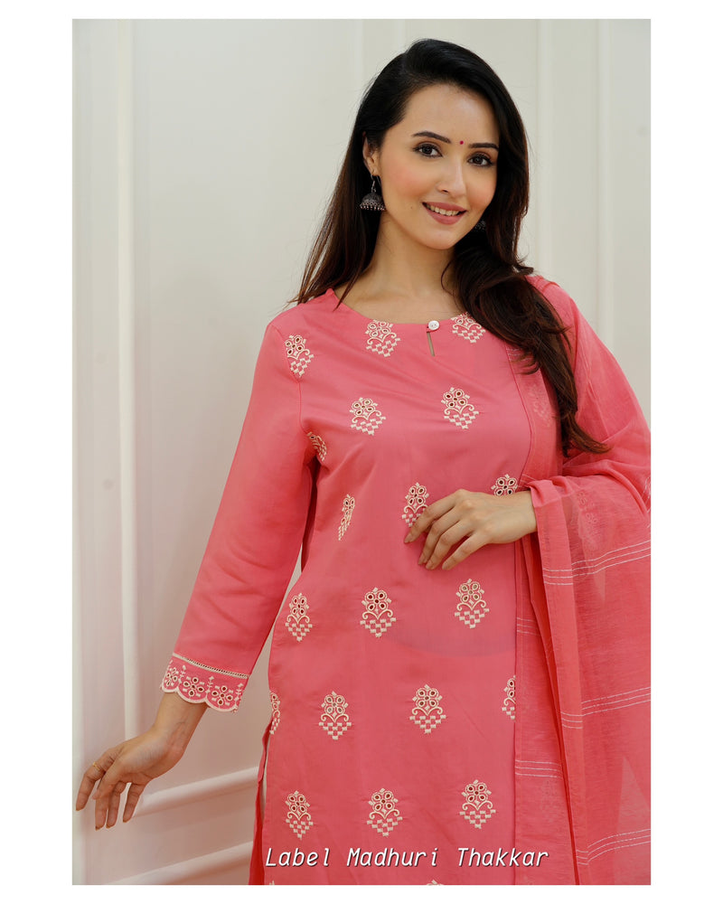 Pink Schiffli Cutwork Suit