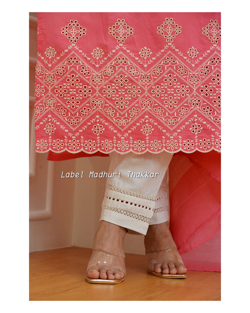 Pink Schiffli Cutwork Suit