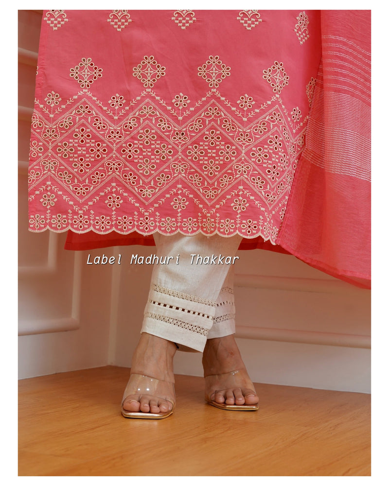 Pink Schiffli Cutwork Suit