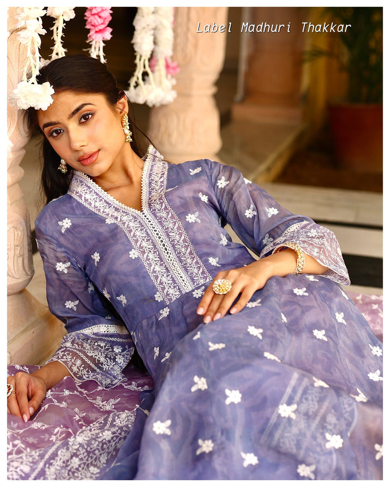 Lavender Festive Organza Anarkali