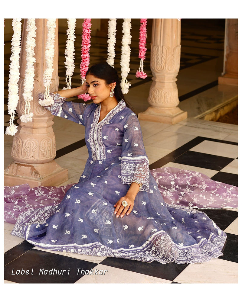 Lavender Festive Organza Anarkali