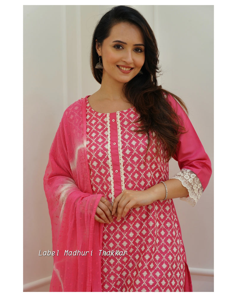 Pink Lucknowi Suit Set