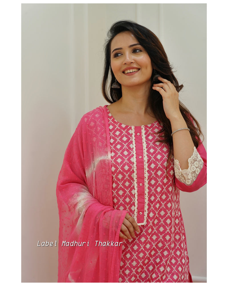 Pink Lucknowi Suit Set