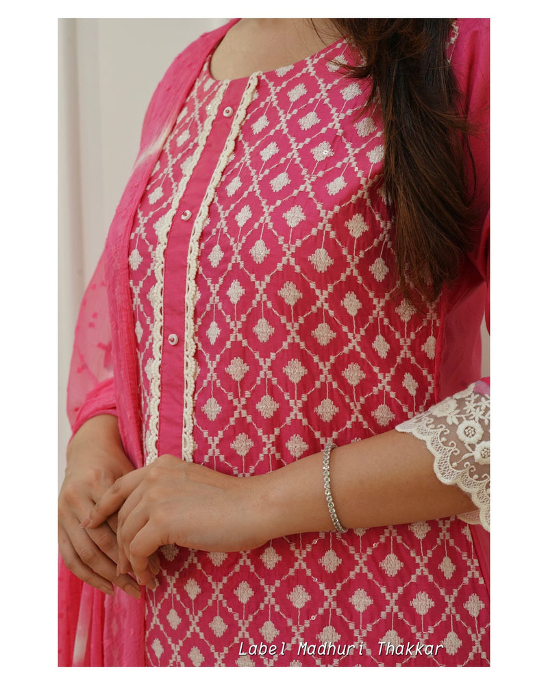 Pink Lucknowi Suit Set