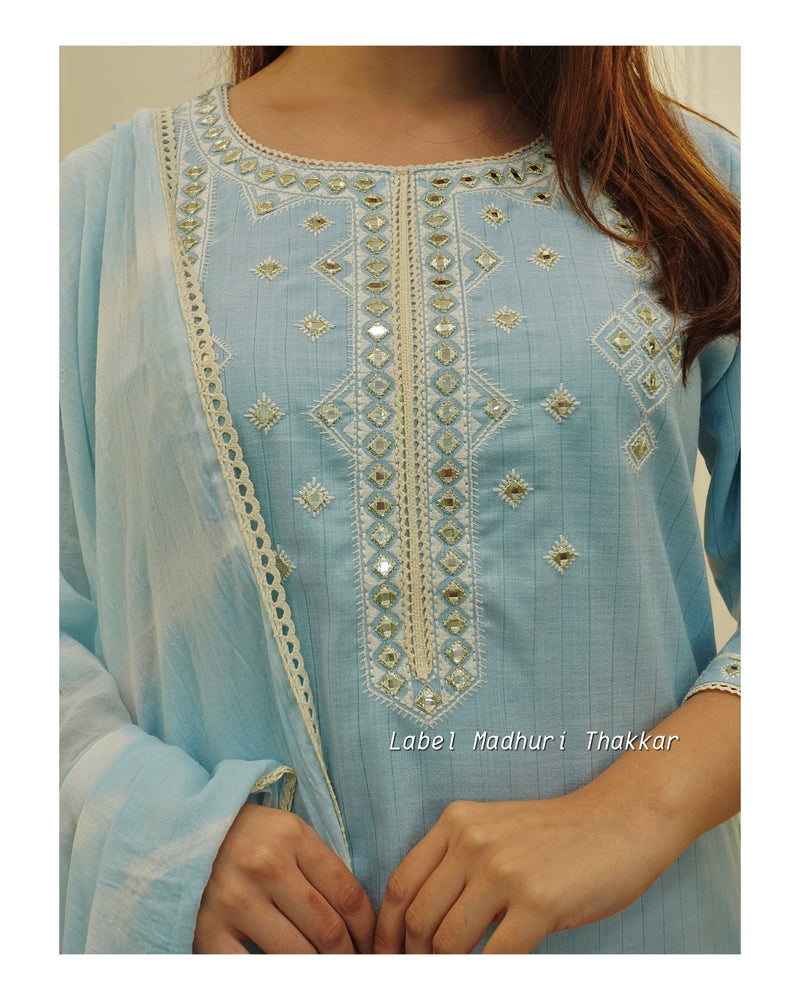 Powder Blue Embroidered Suit