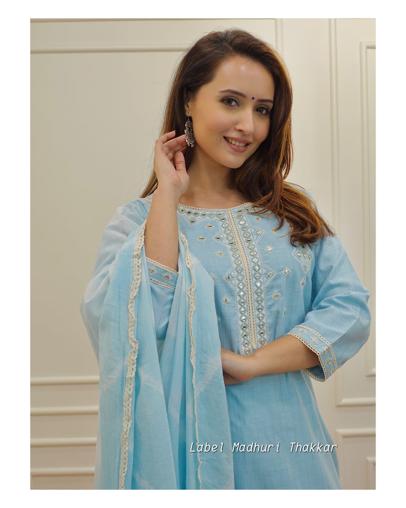 Powder Blue Embroidered Suit