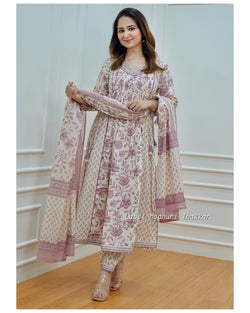 Lilac Ivory Pintex Afghani Suit