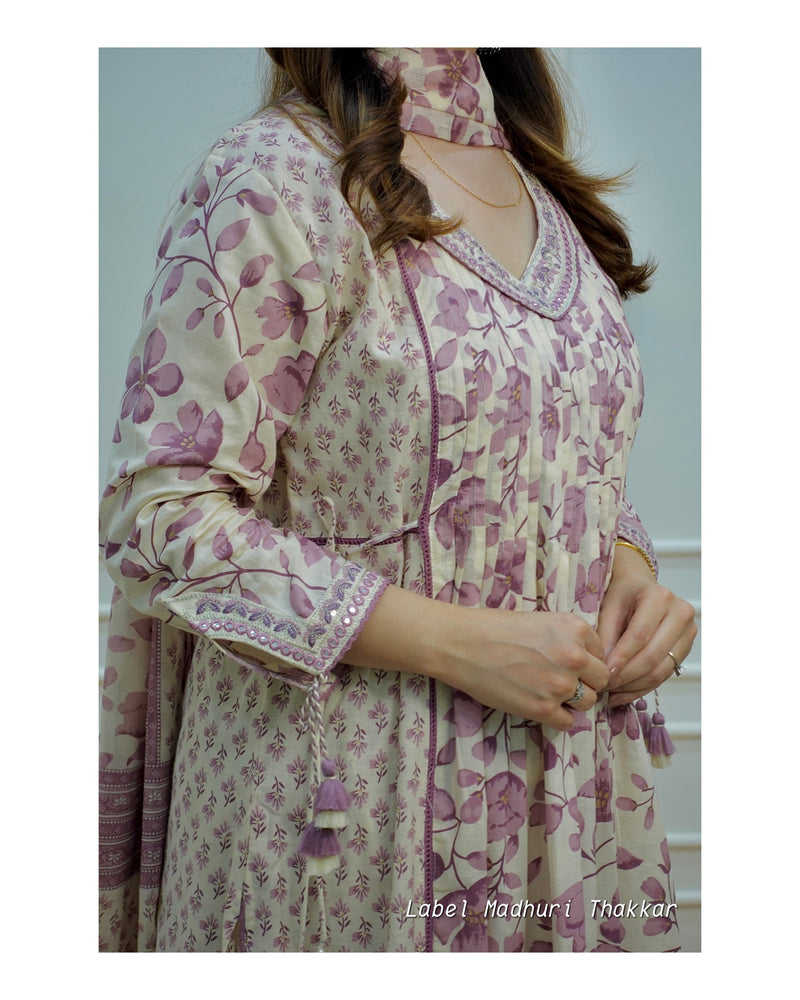 Lilac Ivory Pintex Afghani Suit