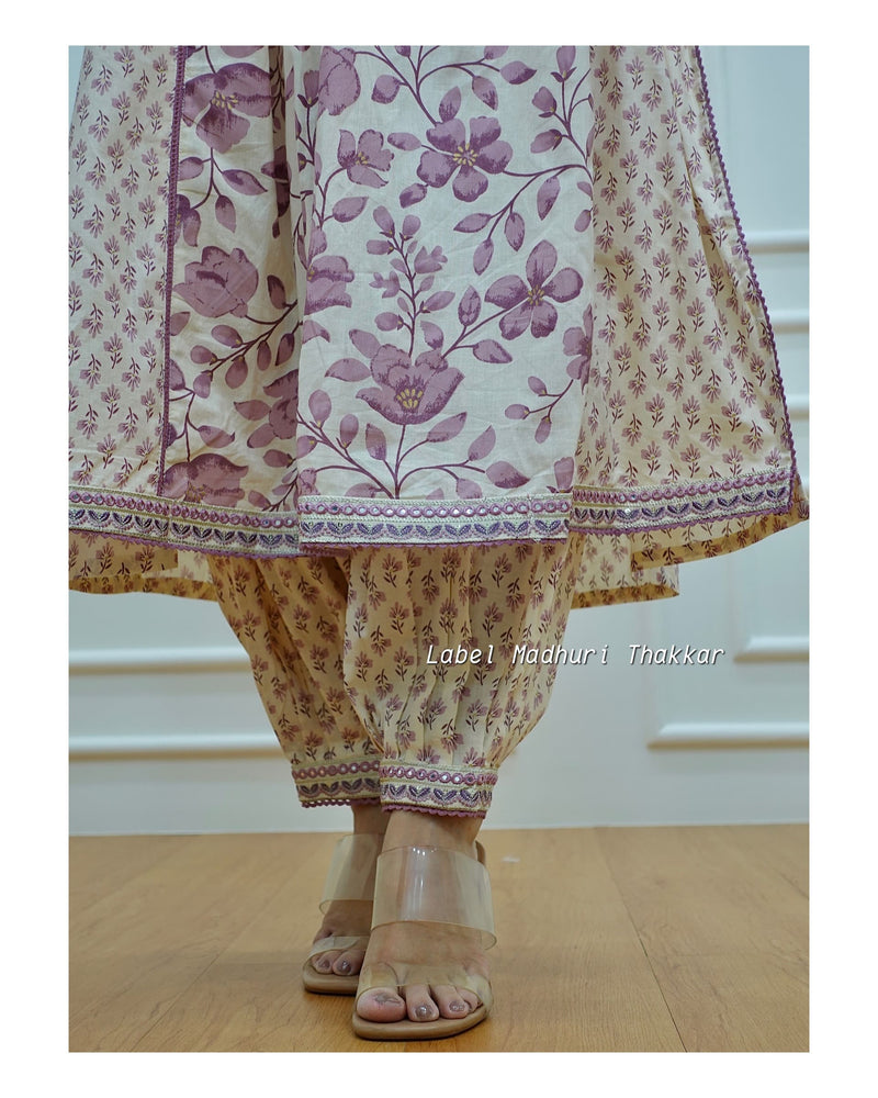 Lilac Ivory Pintex Afghani Suit