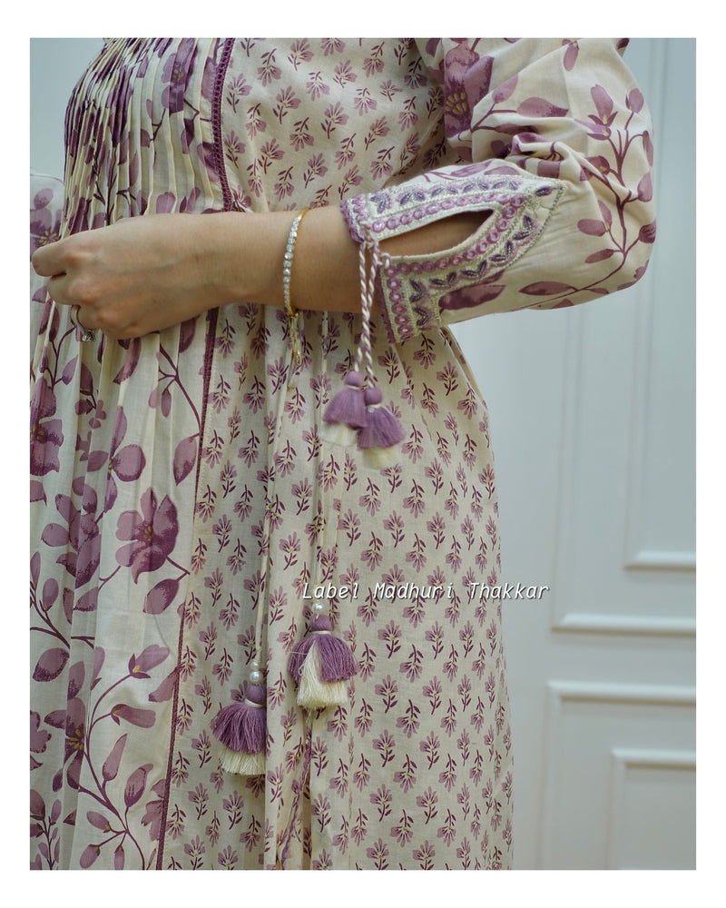 Lilac Ivory Pintex Afghani Suit