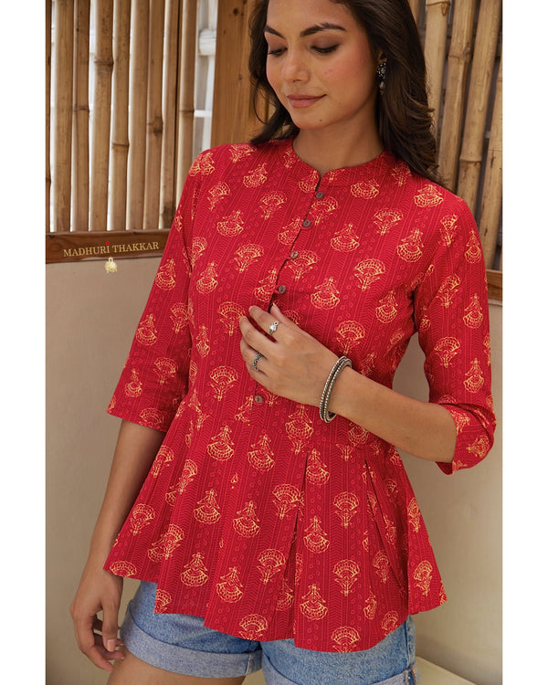 Red Printed Cotton Tunic